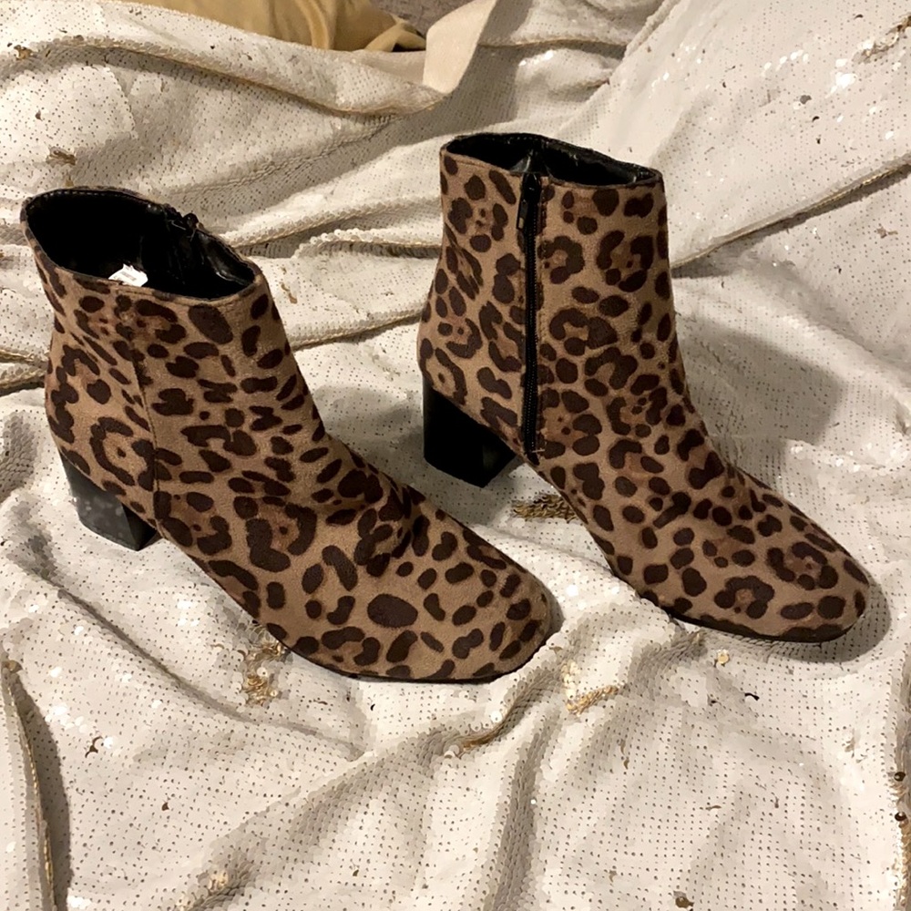 Leopard print booties. 2 inch heel